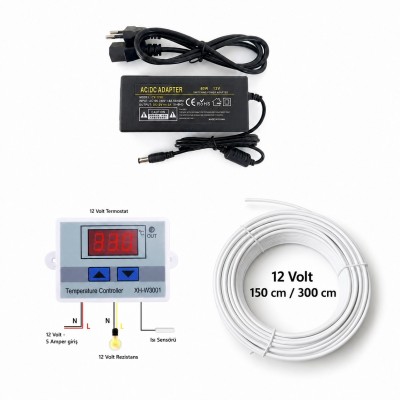 12V XH-W3001 Termostatlı Silikon Rezistans Seti